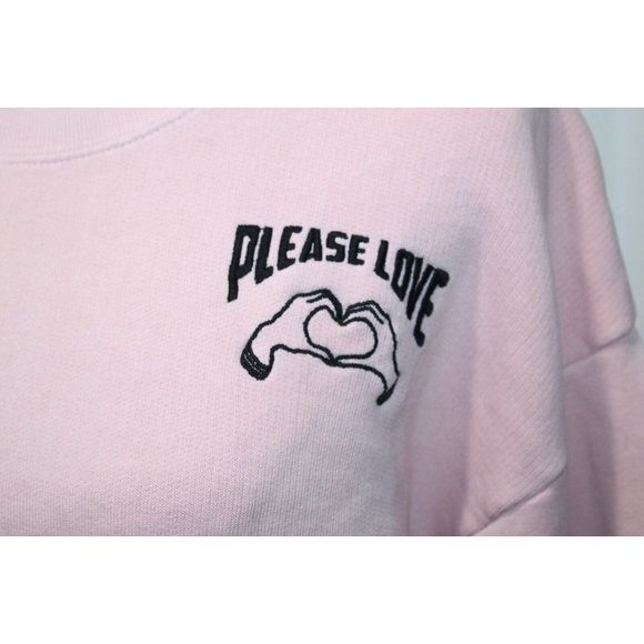 SANDRO Embroidered "Please Love" French cotton-terry pullover sweatshirt ombre 4 - Picture 5 of 7